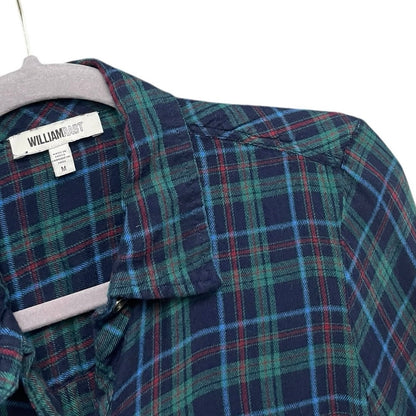 William Rast Missy Blue & Green Plaid Long Sleeve Button Down Shirt