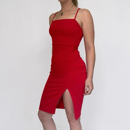 Express Red Bodycon Dress with Side Slit