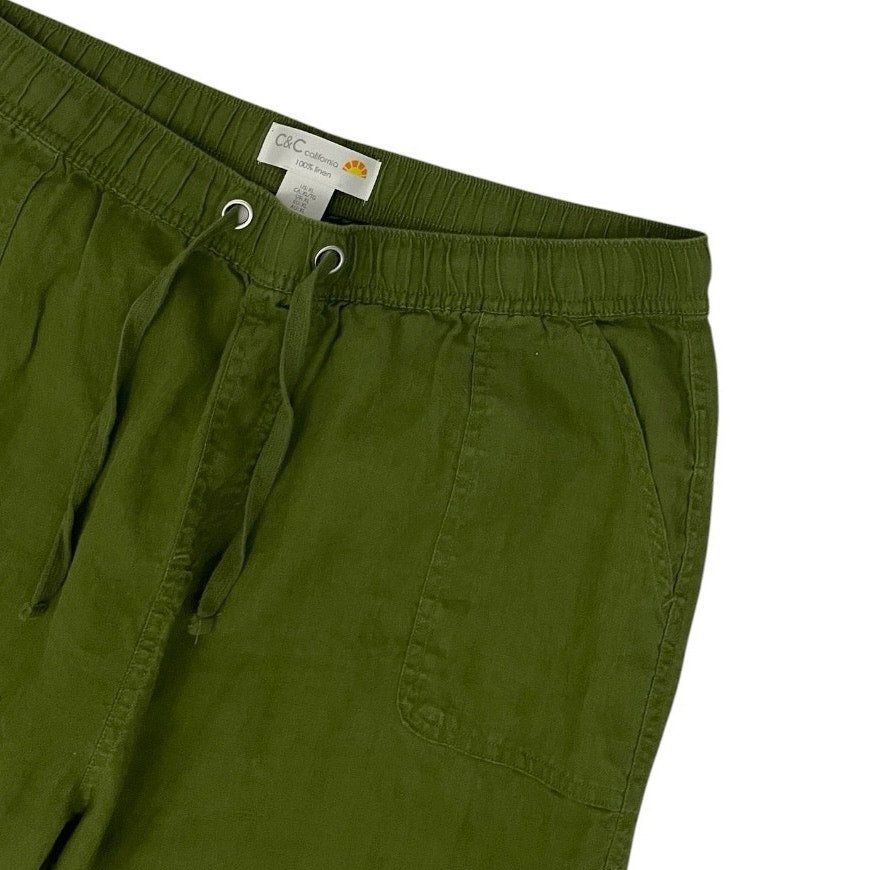 C&C California Olive Green Linen Cargo Pants