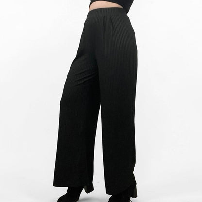 Black Pleated Wide Leg High Rise Palazzo Pants
