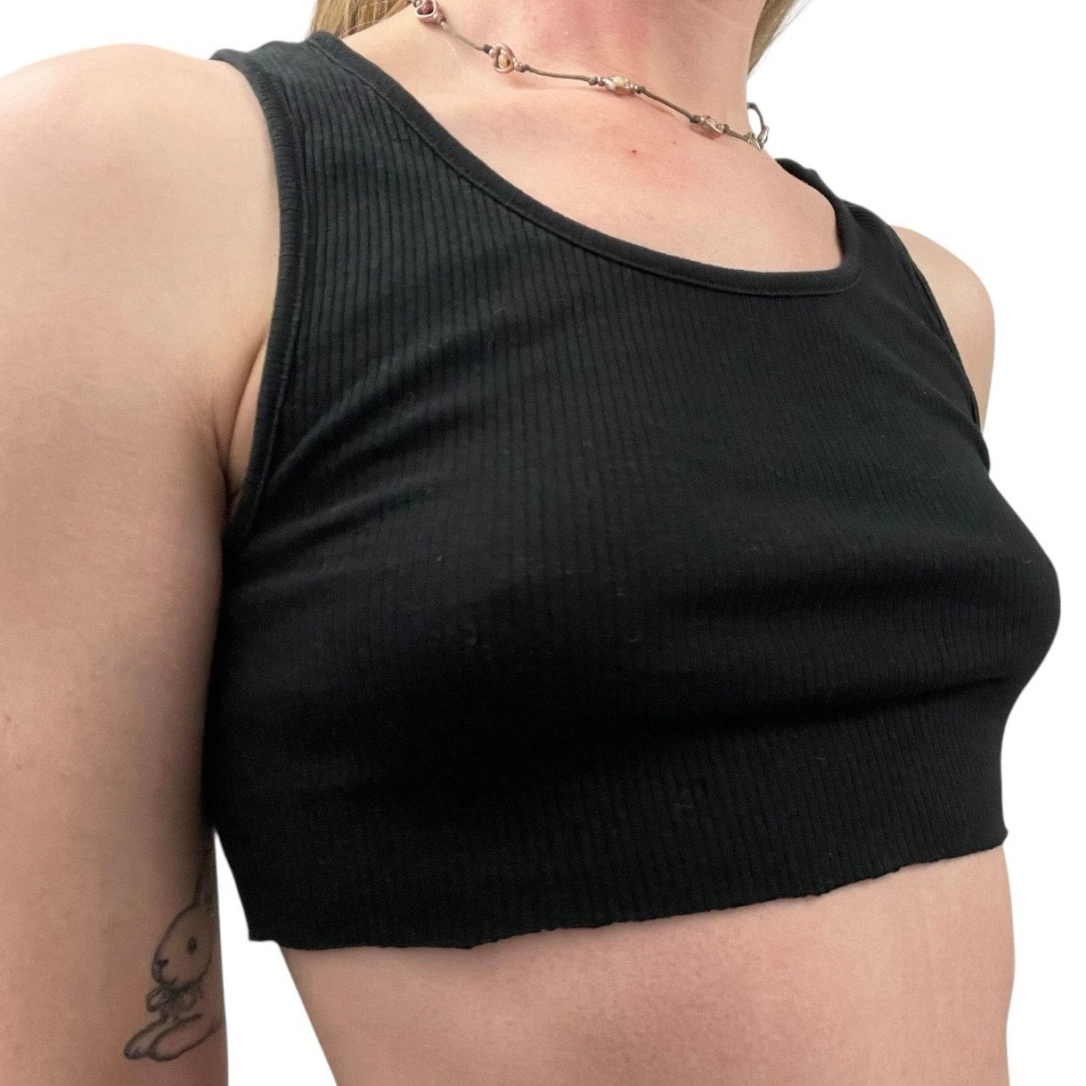 Divided by H&M Black Cropped Ribbed Tank Top