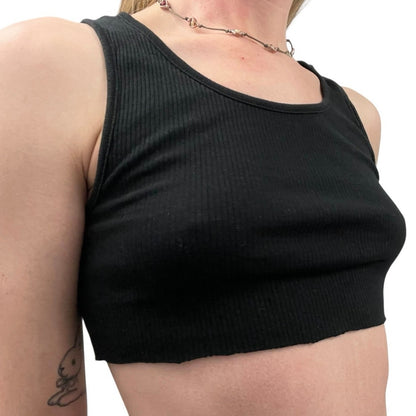 Divided by H&M Black Cropped Ribbed Tank Top