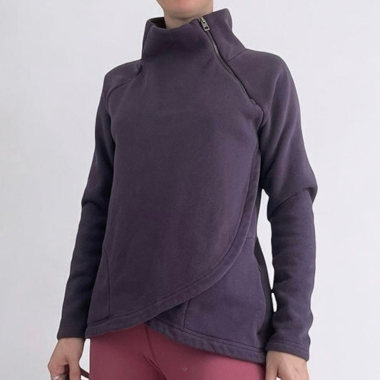 Athleta Purple Soft Asymmetrical High Neck Sweatshirt