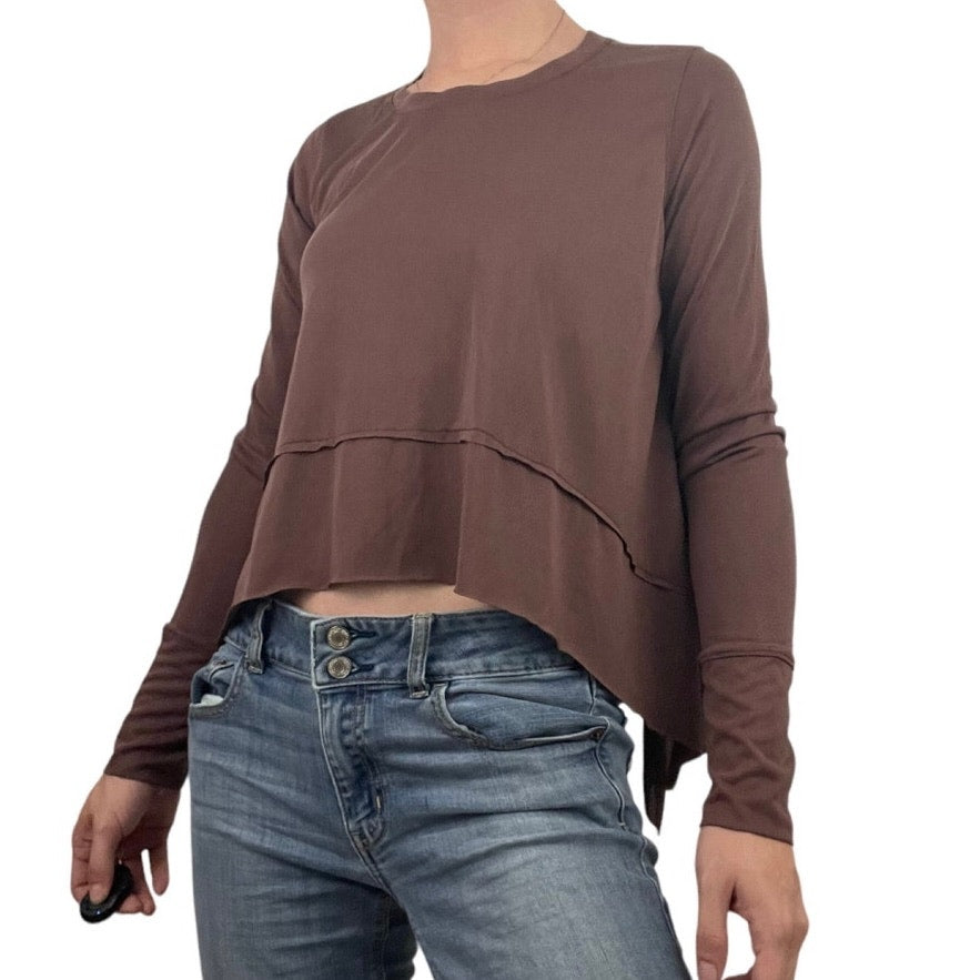 Adidas Soft Brown Long Sleeve Asymmetrical Top