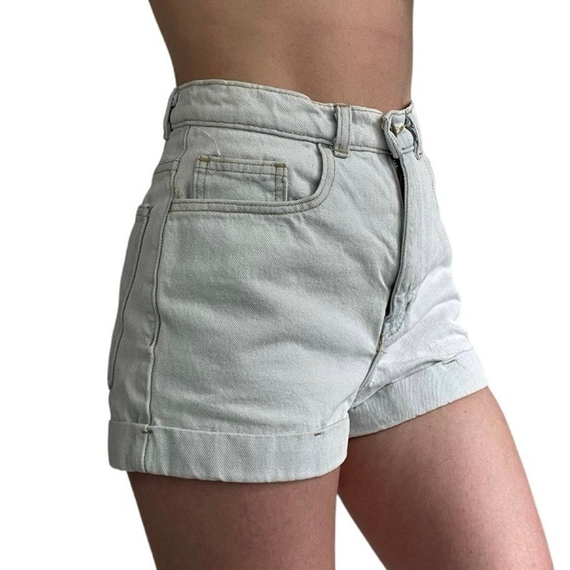 American Apparel Jeans Light Wash High Rise Denim Mini Shorts