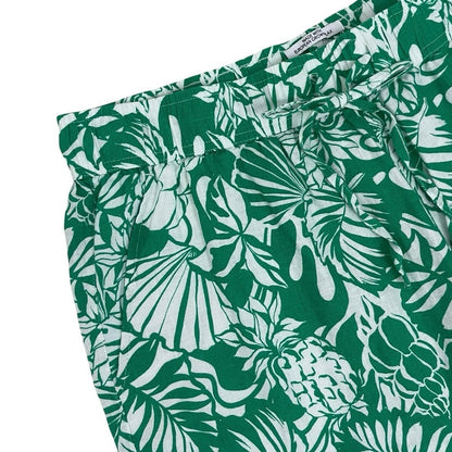 NWT Nicole Miller Green Tropical Print Linen Pants