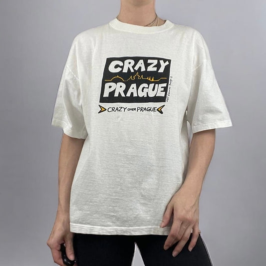 Top-Line Lemon Collection White Crazy Over Prague Graphic Tee