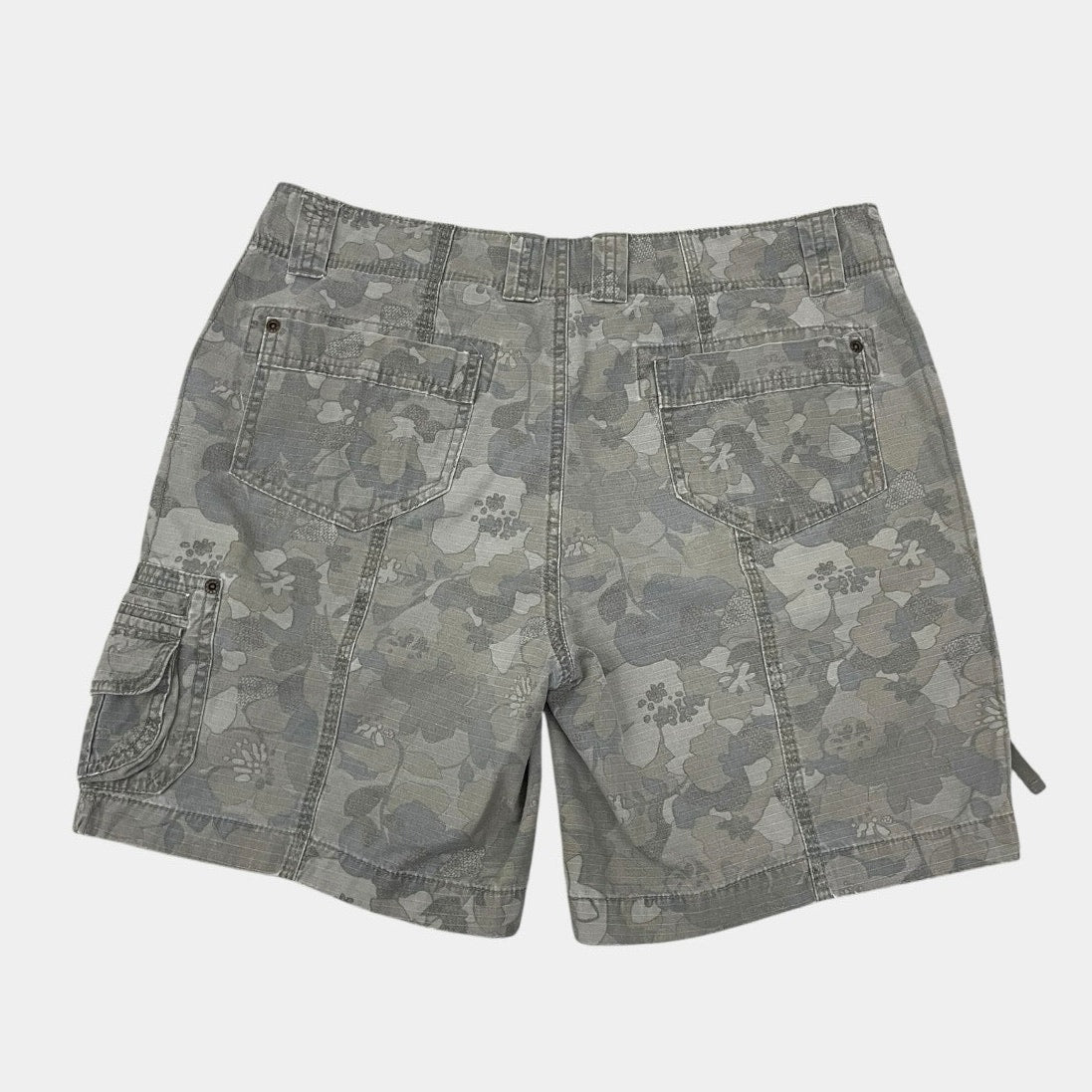 Eddie Bauer Grey Floral Camouflage Print Cargo Mini Shorts