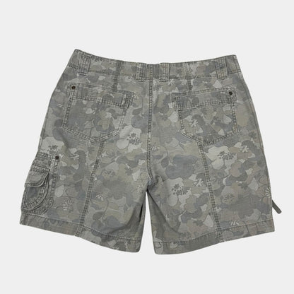 Eddie Bauer Grey Floral Camouflage Print Cargo Mini Shorts