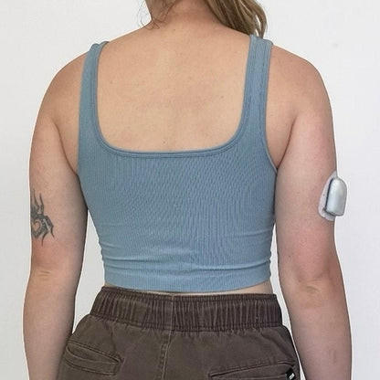OQQ Blue Ribbed Cropped Tank Top
