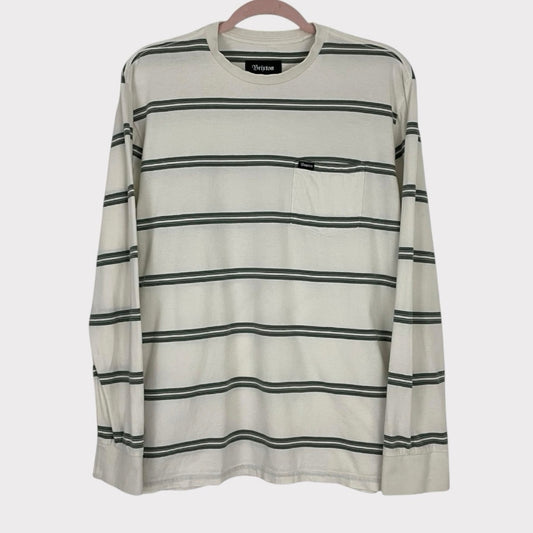 Brixton Mens Green & White Striped Long Sleeve Shirt
