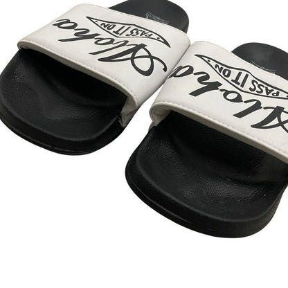 Robin Ruth Aloha Pass It On Black & White Slip-On Slides Sandals
