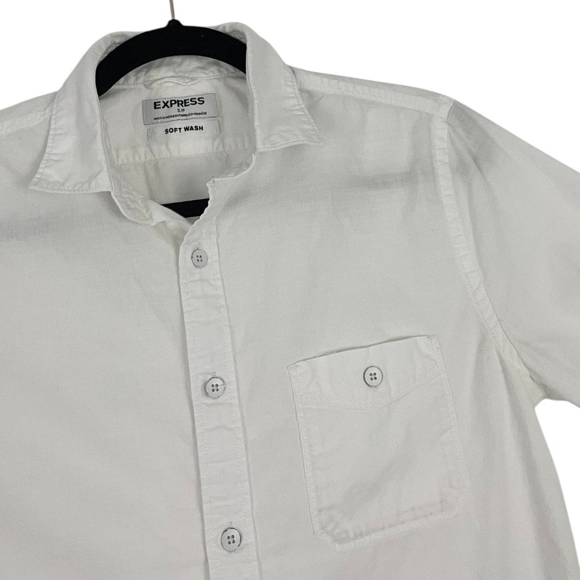 Express Soft Wash White Short Sleeve Button Down Shirt