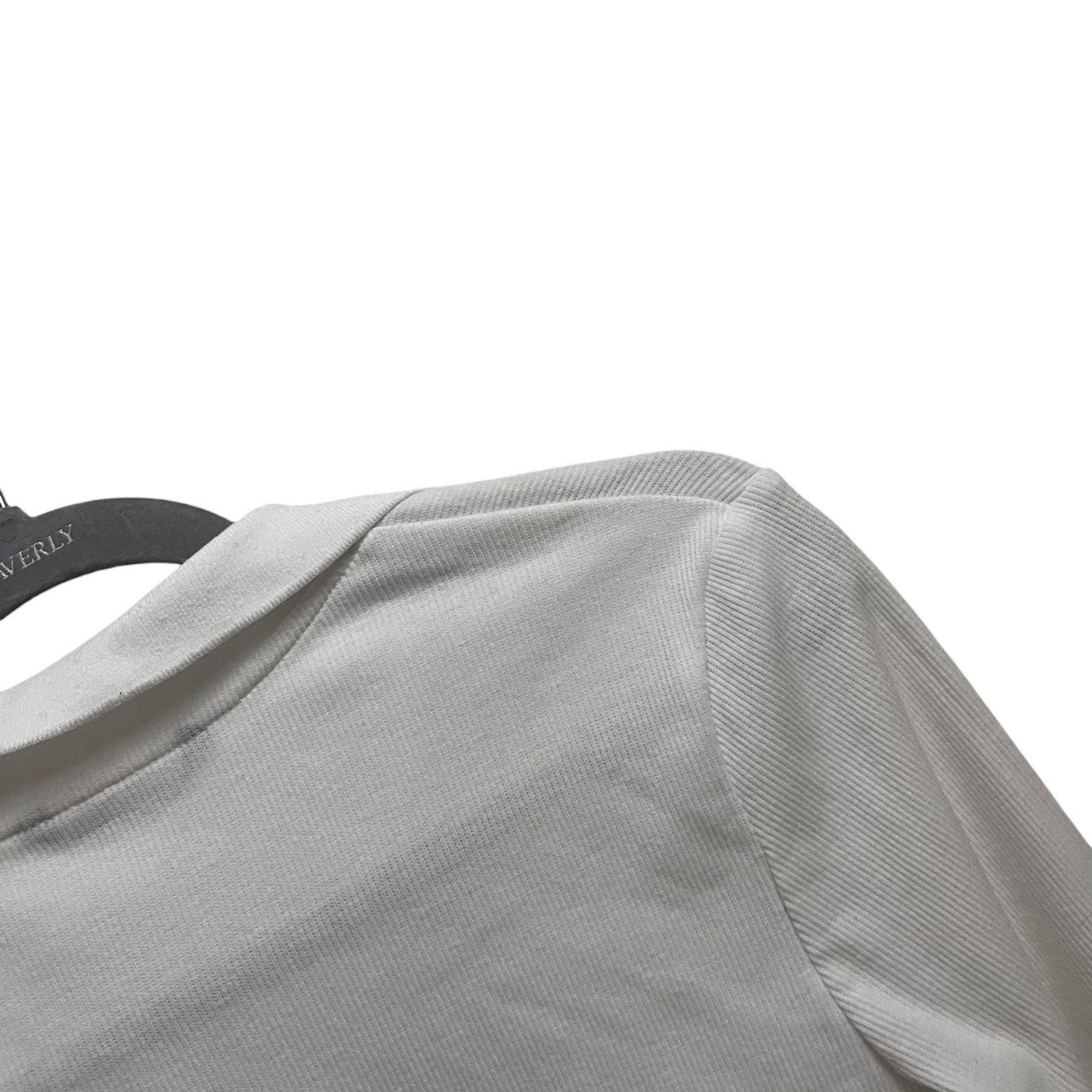 SHEIN White Ribbed Cropped Long Sleeve Collared Top