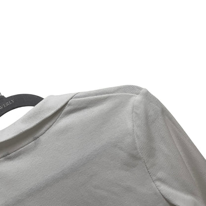 SHEIN White Ribbed Cropped Long Sleeve Collared Top