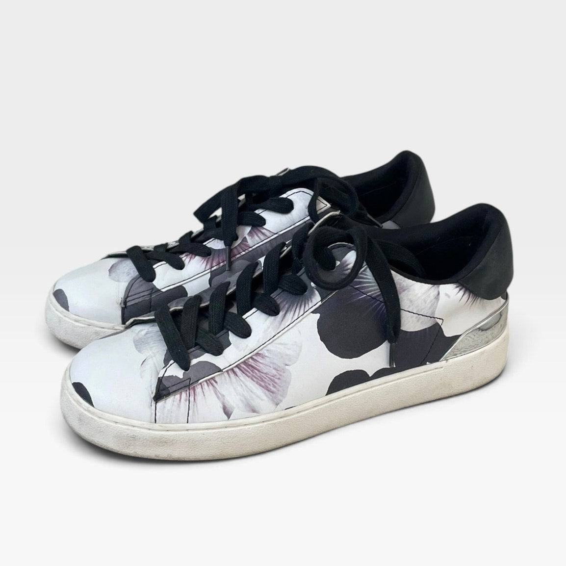 Nine West Palyla Purple Floral Print Faux Leather Sneakers