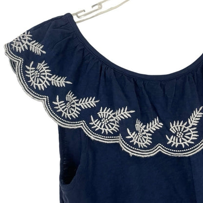 Moulinette Soeurs by Anthropologie Navy & White Boho Off the Shoulder Blouse