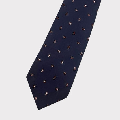 Watch Hill by Berkley Vintage Navy Blue & Red Paisley Silk Mens Neck Tie