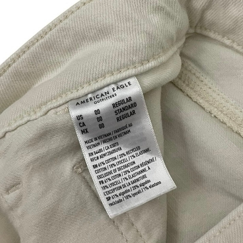American Eagle Cream Stretch Super High Rise Baggy Wide Leg Pants