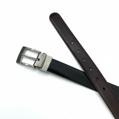 Reversible Black & Brown Swivel Buckle 2-in-1 Leather Belt