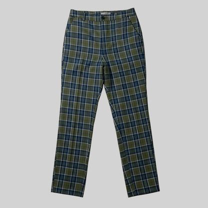 ASOS Green & Navy Blue Plaid High Rise Trousers
