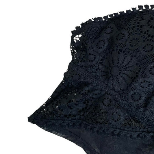Aerie Black Lace Strappy Back Triangle Padded Bralette