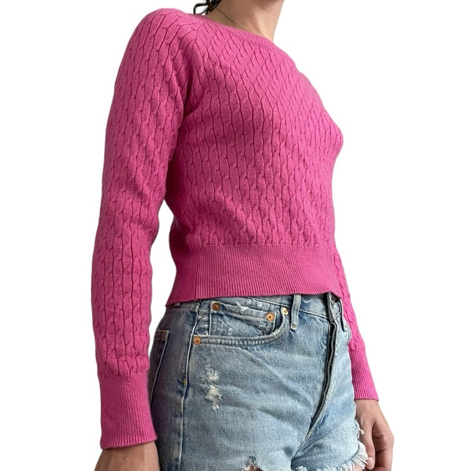 Sy Fashion Pink Cable Knit Soft Sweater