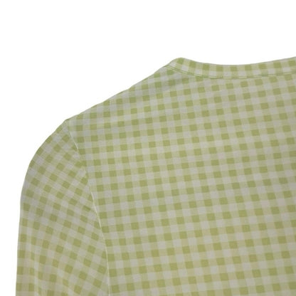 ALO Yoga Sheer Green Gingham Long Sleeve Cropped Top