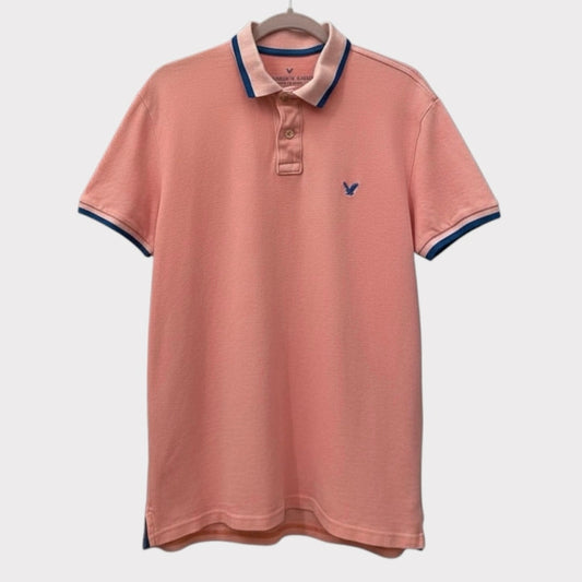 American Eagle Outfitters Mens Pink & Blue Short Sleeve Polo Shirt