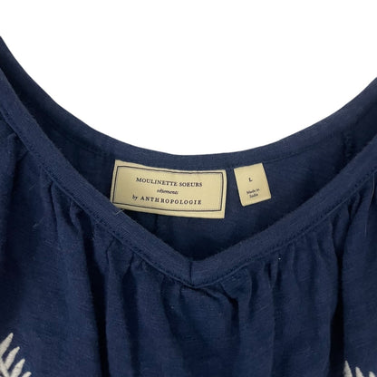 Moulinette Soeurs by Anthropologie Navy & White Boho Off the Shoulder Blouse