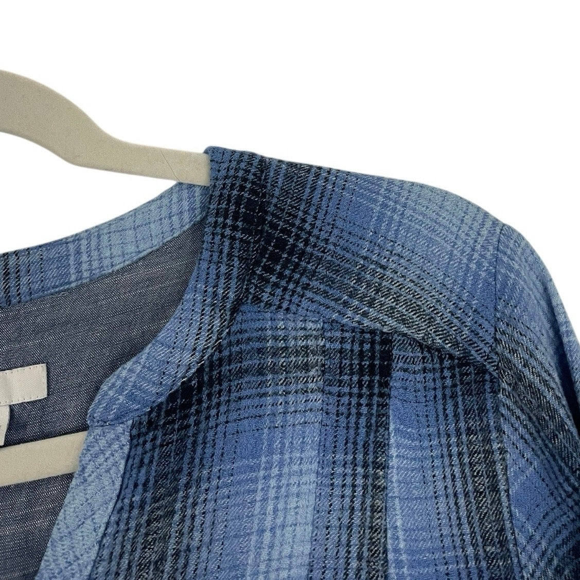 J. Jill Blue Plaid Long Sleeve Button Down Mini Dress