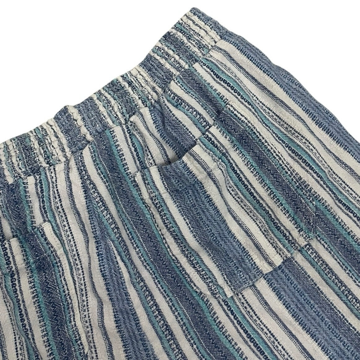 Briggs Blue & White Striped Boho Casual Mini Shorts