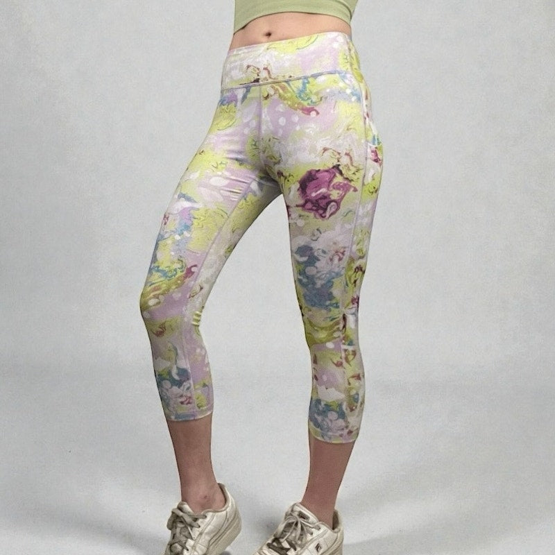 Tek Gear Colorful Pastel Abstract Print High Rise Active Workout Leggings
