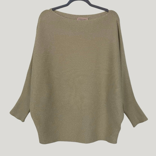 Philosophy Beige & Gold Metallic Knit Sweater