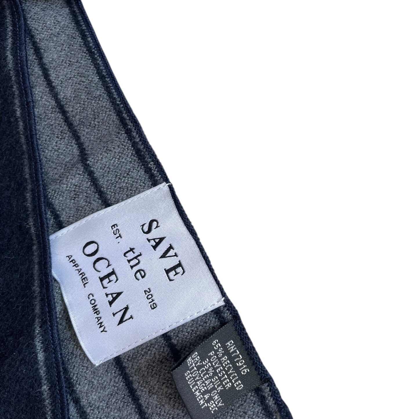 Save the Ocean Apparel Co. Navy Blue Striped Silk Knit Scarf