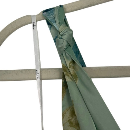 Lulus Silky Sage Green & Blue Floral Side Slit Plunge V-Neck Maxi Dress