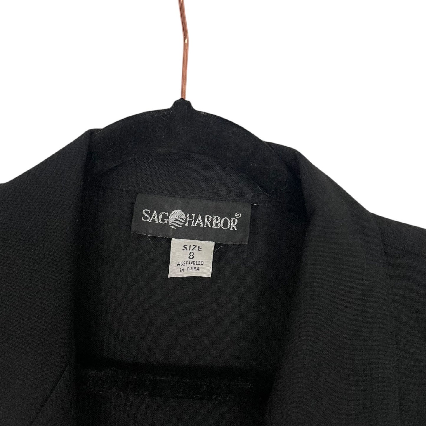 Sag Harbor Vintage Black Button Down Blazer with Shoulder Pads