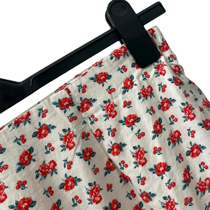 Zara Red & White Floral Ruffled Mini Skirt