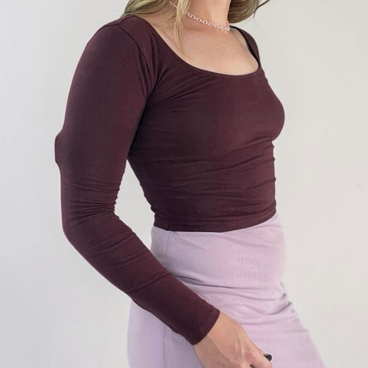 Charlotte Russe Plum Cropped Long Sleeve Top