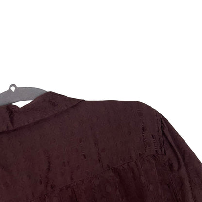 H&M Mens Silky Burgundy Button Down Short Sleeve Shirt