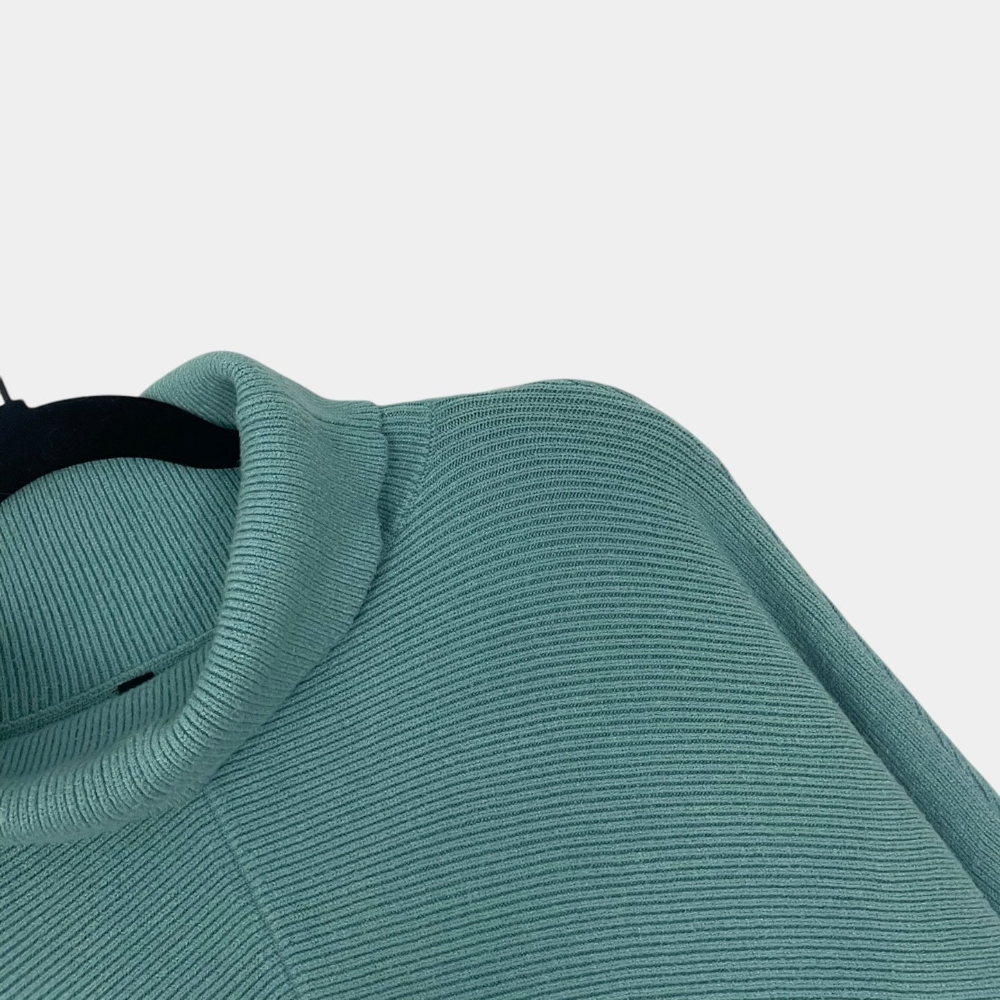 Blue Turtleneck Ribbed Knit Sweater