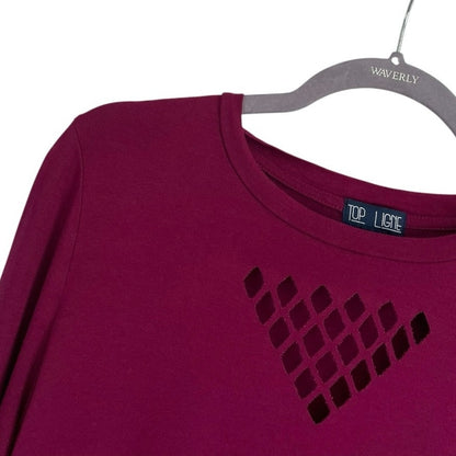 Top Ligne Magenta Cutout Neck Long Sleeve Top