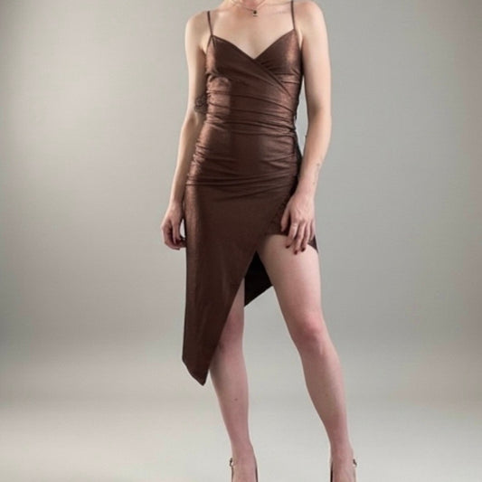 Emerald Sundae Chocolate Brown & Bronze Glitter Bodycon Dress - NEW WITH TAGS