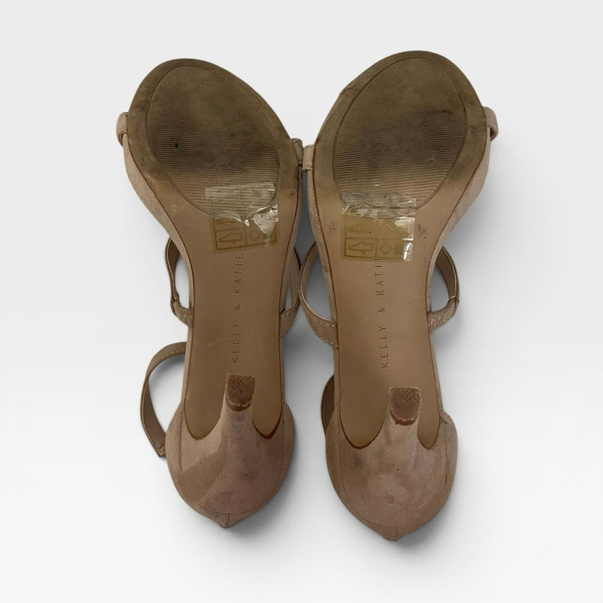 Kelly & Katie Courtnee Taupe Faux Suede Strappy Stiletto Heels