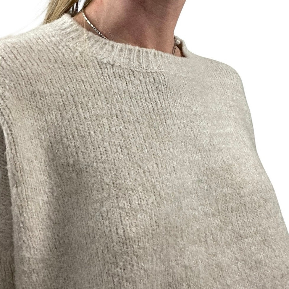 Zara Knit Cream Crewneck Sweater