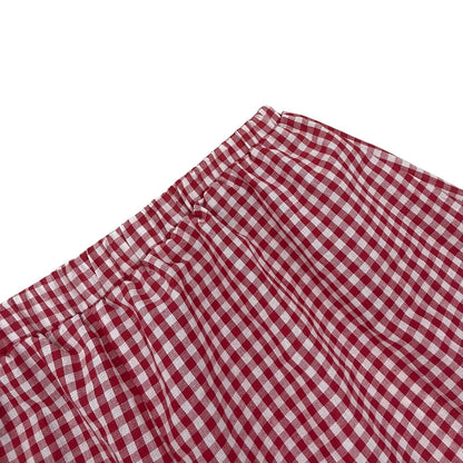 Red & White Gingham Tie Front Cropped Top & Mini Shorts Matching Set