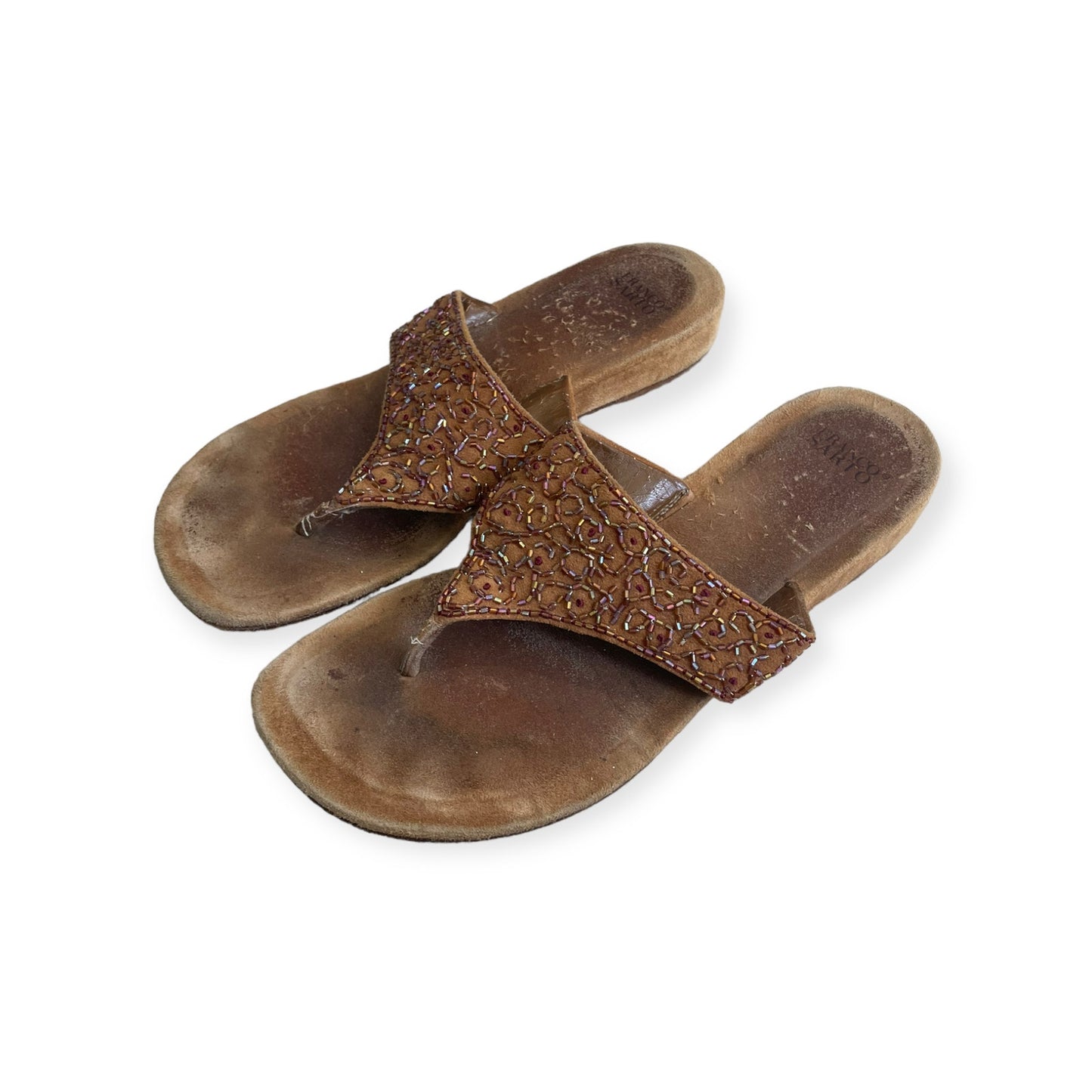 Franco Sarto Brown Leather Embellished Sandals