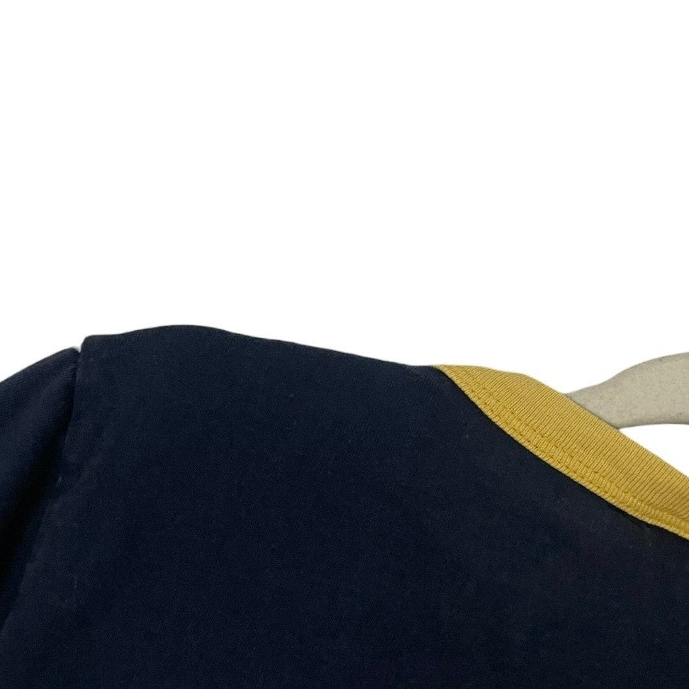 VANS Navy Blue & Yellow Floral Logo Ringer Cropped Top