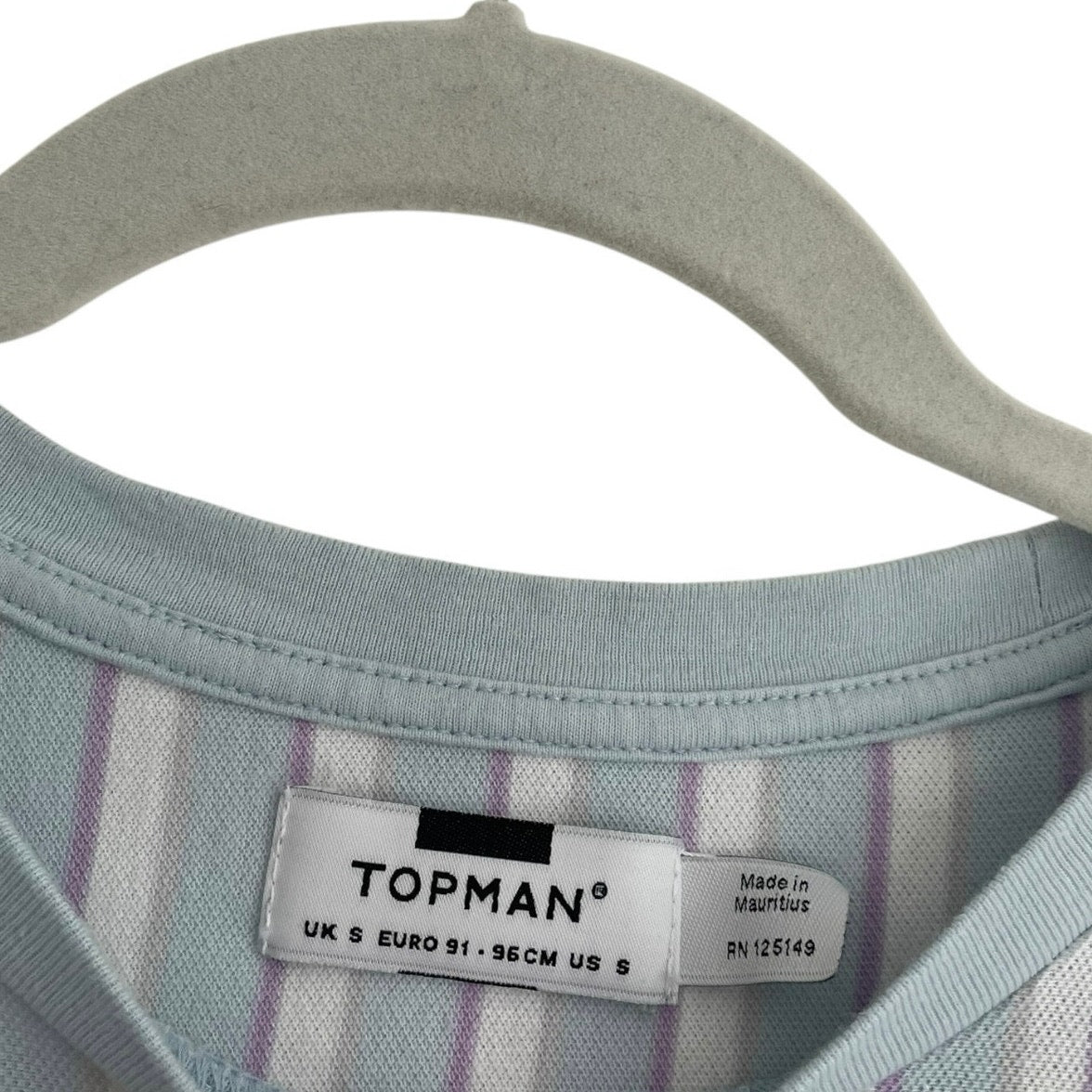 Topman Mens Blue & Purple Striped Short Sleeve Tee