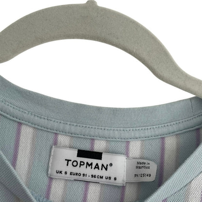 Topman Mens Blue & Purple Striped Short Sleeve Tee